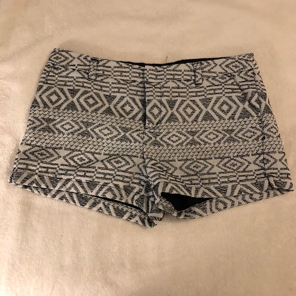 Merona black and off white shorts.  3” inseam